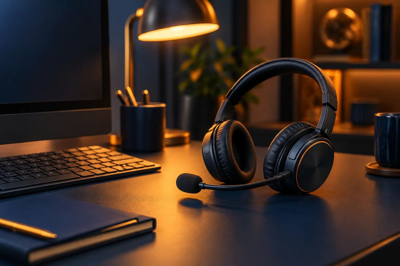 Headset on a support desk for 21Prive contact information